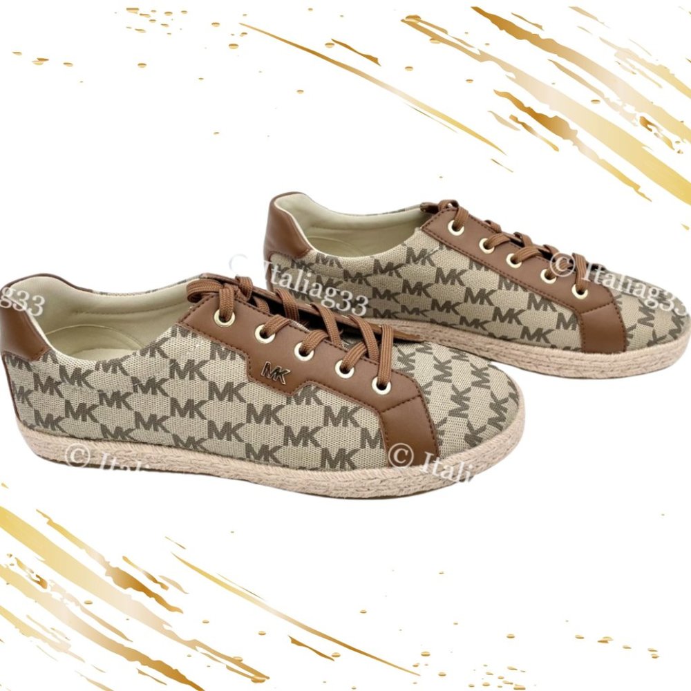 Michael Kors Monogram Signature Logo Brown Sneaker Tennis Shoes Size 9.5M NWOT - Picture 9 of 10